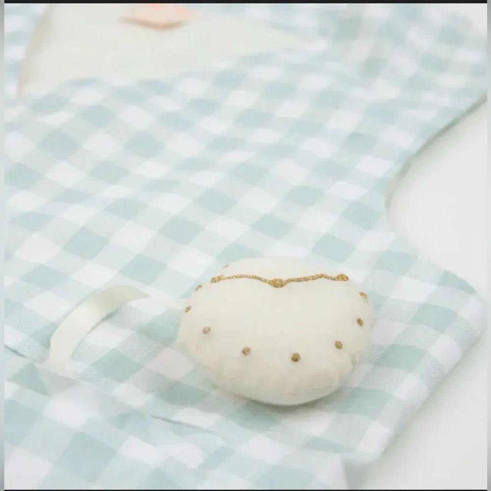 🐰Meri Meri Dusty Mint Gingham 2-Piece Bunny Costume Vest & Ears Set O/S